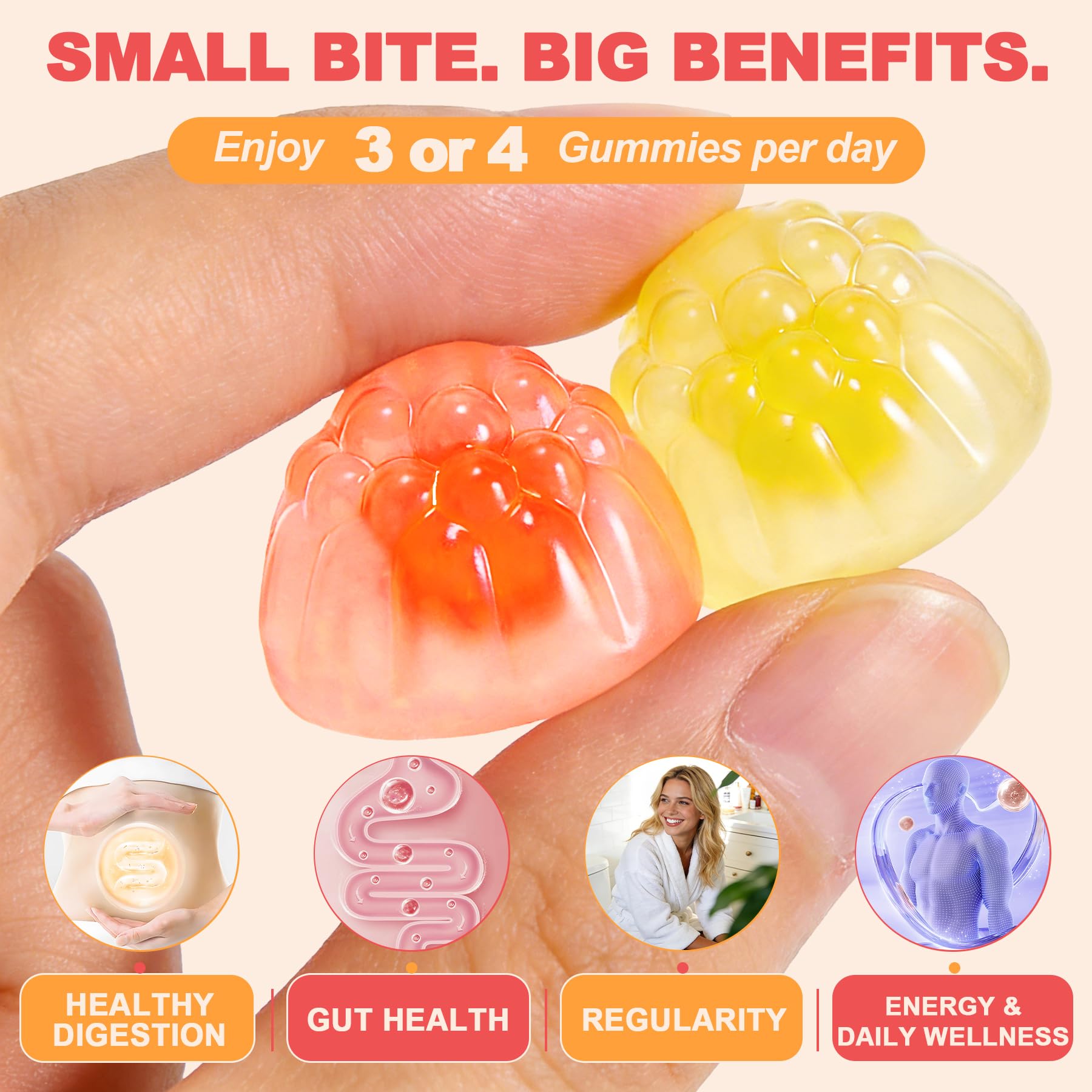10g Fiber Gummies for Adults with Probiotics, Sugar Free Fiber Supplement with Organic Super Greens & Digestive Enzymes, Supports Gut Health, - Maple Wellness Supplements