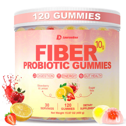 10g Fiber Gummies for Adults with Probiotics, Sugar Free Fiber Supplement with Organic Super Greens & Digestive Enzymes, Supports Gut Health, - Maple Wellness Supplements