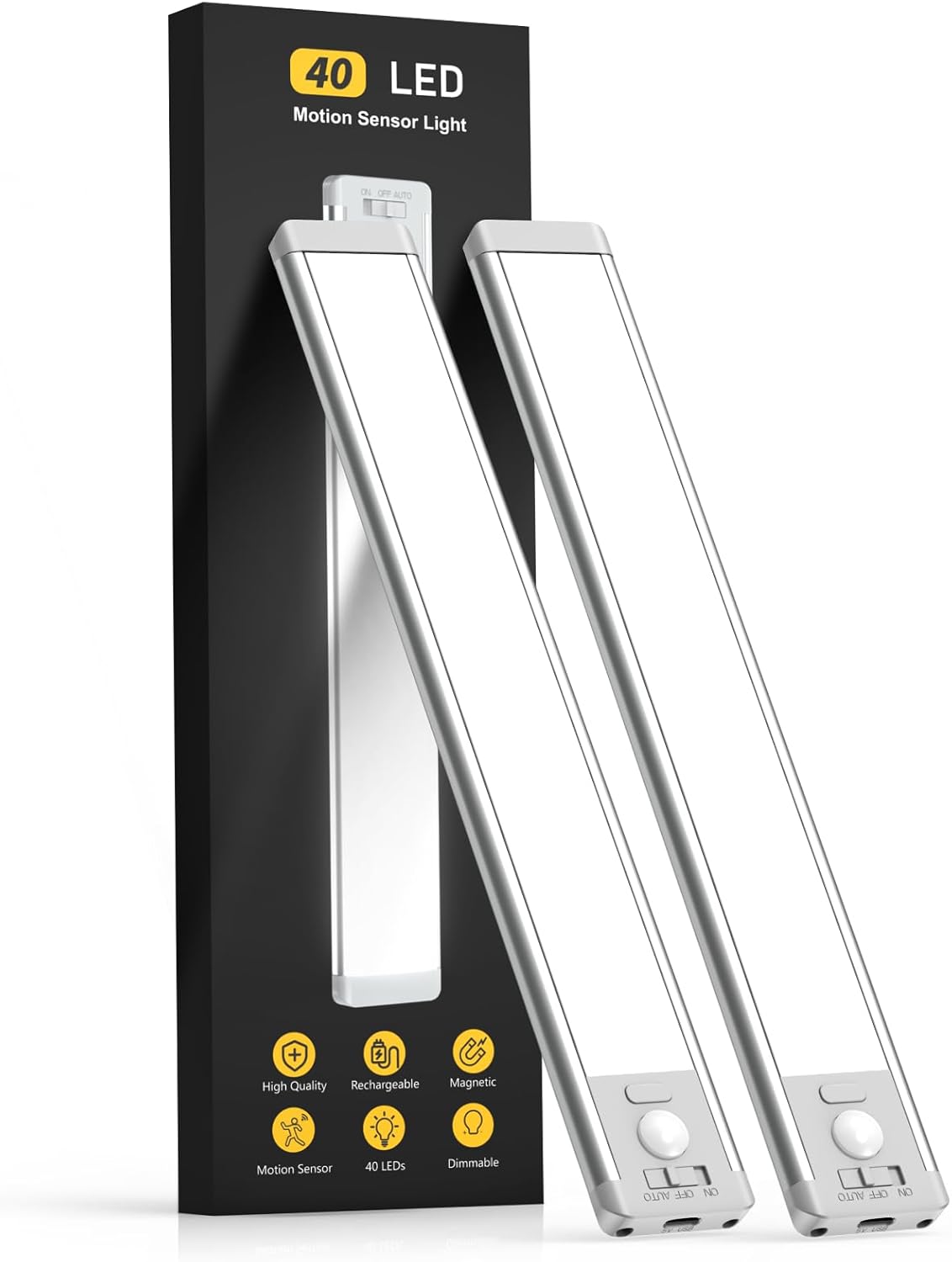 10inch Under Cabinet Lighting, 2 Pack Rechargeable Motion Sensor Light Indoor, 5 Levels Dimmable Magnetic Closet Lights - Maple Wellness Supplements