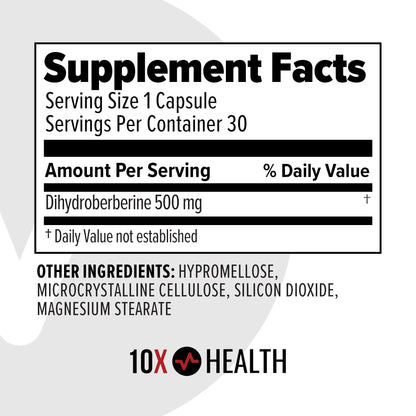 10X Health Berberine Supplement 500mg - Contains Dihydroberberine Supplement for Better Absorption - Supports Cardiovascular & Gut Health - Maple Wellness Supplements