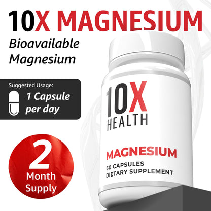 10X Health Magnesium Supplements - High-Absorption Magnesium Citrate for Sleep, Muscle & Nerve Support - Maple Wellness Supplements