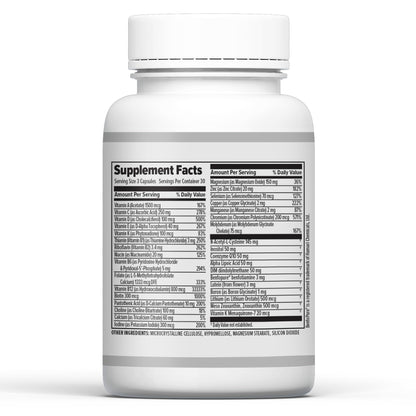 10X Health Optimize Methylated Multivitamin for Men - 90 Capsules, 34 in 1 Formula with 800 mcg of Vitamin B12, 5-MTHF, NAC - Maple Wellness Supplements