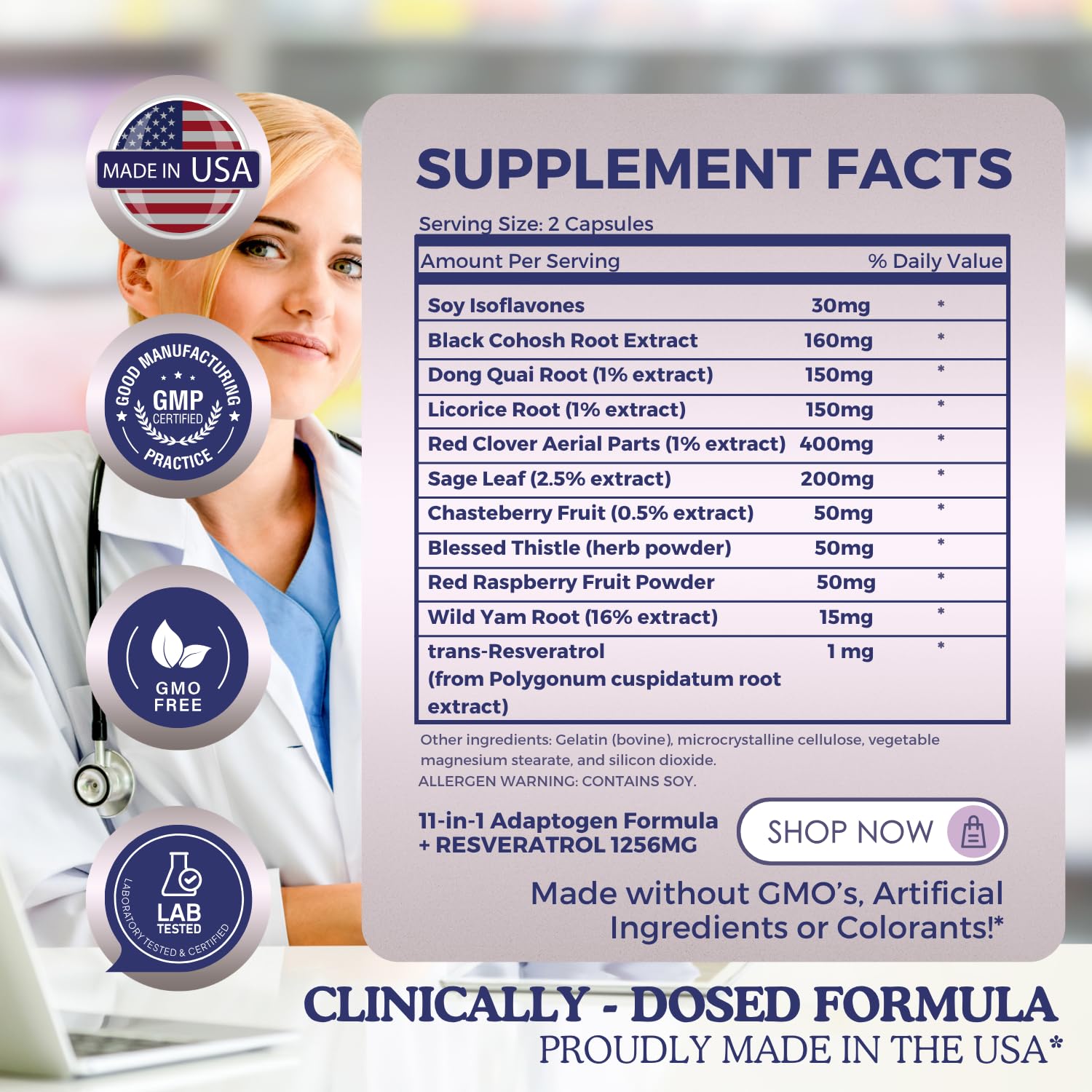 11-in-1 Hormonal Balance, Relief for Menopause Symptoms, Helps Reduce Hot Flashes, Night Sweats, and Mood Swings, Clinically Proven Ingredients, Natural PMS Support, Made in USA, 3rd Party-Tested - Maple Wellness Supplements