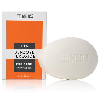 111MedCo 10% Benzoyl Peroxide Acne Treatment Cleansing Bar, Maximum Strength Medicated Face & Body Soap‑Free Bar - Maple Wellness Supplements