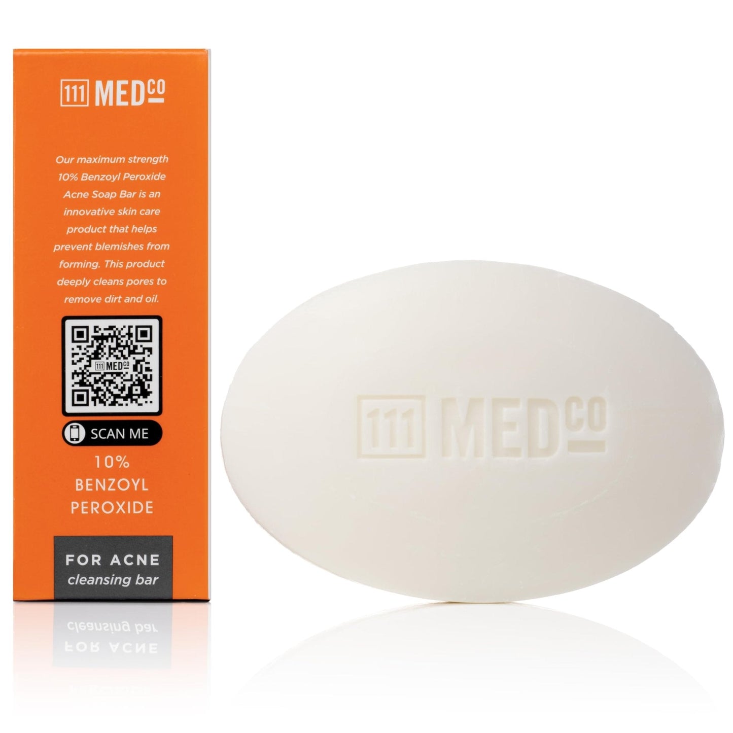 111MedCo 10% Benzoyl Peroxide Acne Treatment Cleansing Bar, Maximum Strength Medicated Face & Body Soap‑Free Bar - Maple Wellness Supplements