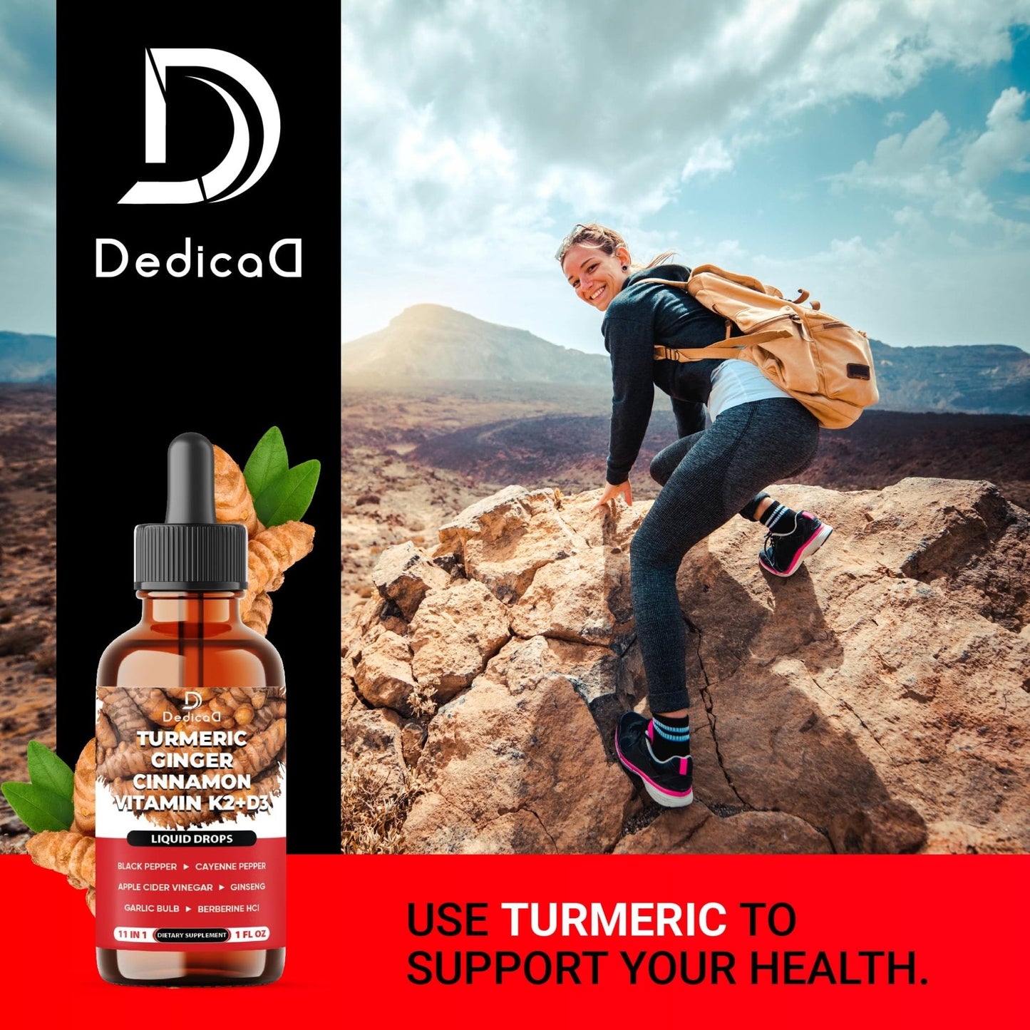 11in1 Liquid Turmeric Supplement – with Ginger, Garlic, Ceylon Cinnamon, Berberine, Ginseng, Apple Cider Vinegar – 1 Fl Oz – 30 Servings - Maple Wellness Supplements