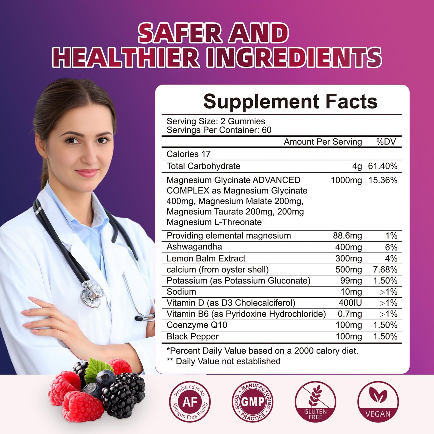 120 CT Magnesium Glycinate Gummies 1000 mg for Women and Men, Magnesium Malate & Taurate Supplements for Sleep, Body Support and Relaxation, Sugar Free - Maple Wellness Supplements