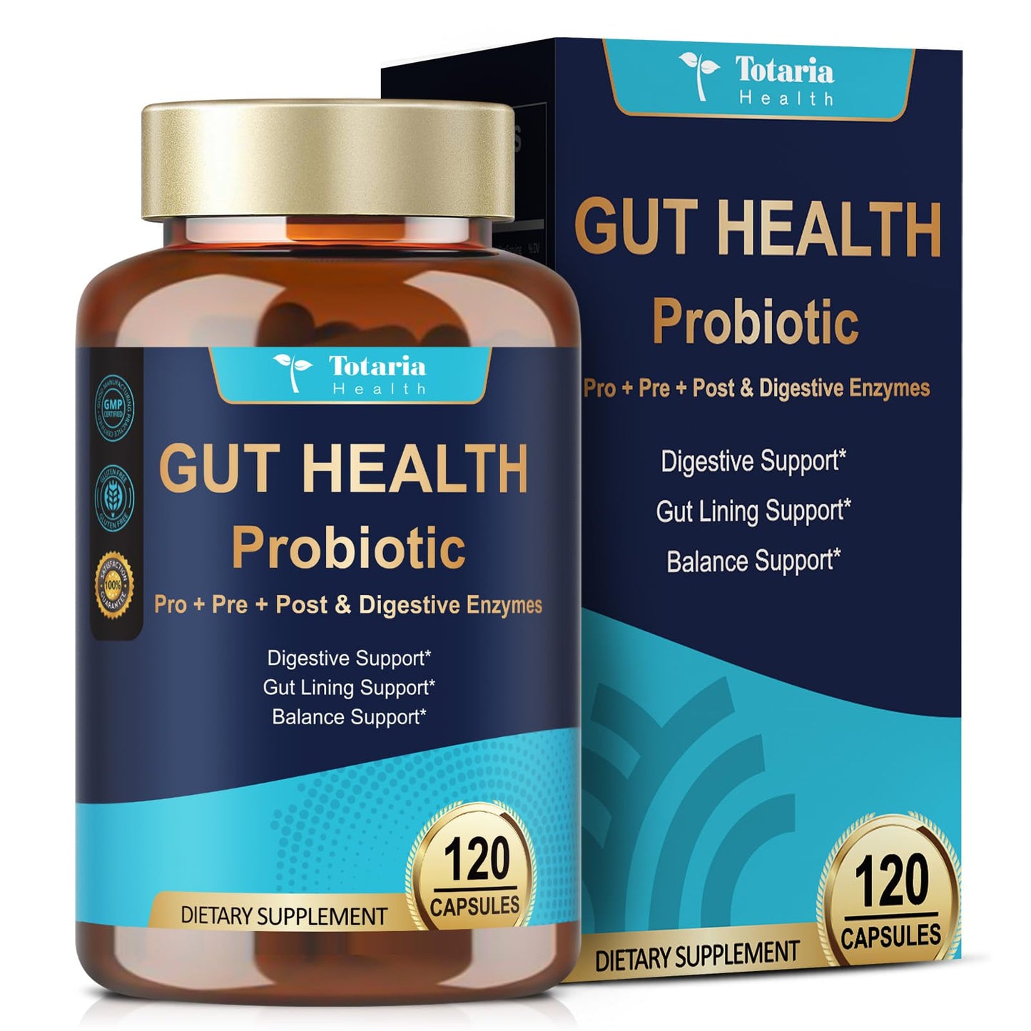 14-in-1 Gut Health with Probiotics, Prebiotics, Postbiotics & Digestive Enzymes for Women & Men, 60 Billion CFU Probiotics for Digestion, Strong Immunity, - Maple Wellness Supplements