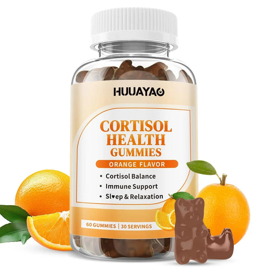 15-in-1 Cortisol Gummies, Cortisol Supplements with Magnesium Glycinate Ashwagandha Rhodiola Rose and L-theanine Complex for Relaxation, Zzz Support and Cortisol Levels, Orange Flavor, 60 Count - Maple Wellness Supplements