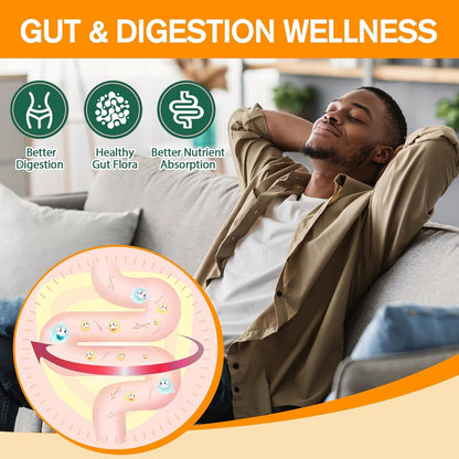 15-in-1 Magnesium Citrate Fiber Gummies with Probiotic Prebiotic for Digestion, Fiber Supplement with Magnesium Citrate 300mg, Apple Cider Vinegar 500mg, Acacia, B6, B12, 60 Orange Vegan Gummies - Maple Wellness Supplements