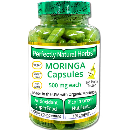 150 Moringa Capsules Made With USDA Certified Organic Moringa Leaf Powder - Maple Wellness Supplements