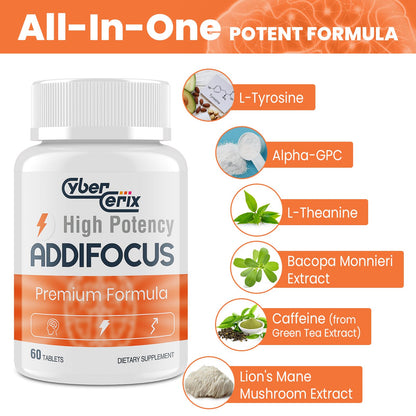 17-in-1 Supplement for Memory and Focus - Supplement for Concentration, Clarity, Energy & Focus - Natural Caffeine Blend with Vitamins, Amino Acids & Herbal Extracts - 60 Tablets - Maple Wellness Supplements
