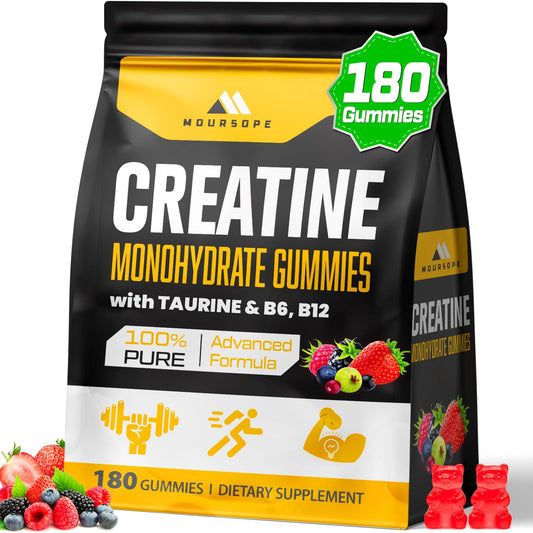 (180 Count) Creatine Monohydrate Gummies for Men & Women - Creatine Pre Workout Gummies for Muscle Builder, Muscle Strength, Recovery, Endurance, Energy, - Maple Wellness Supplements