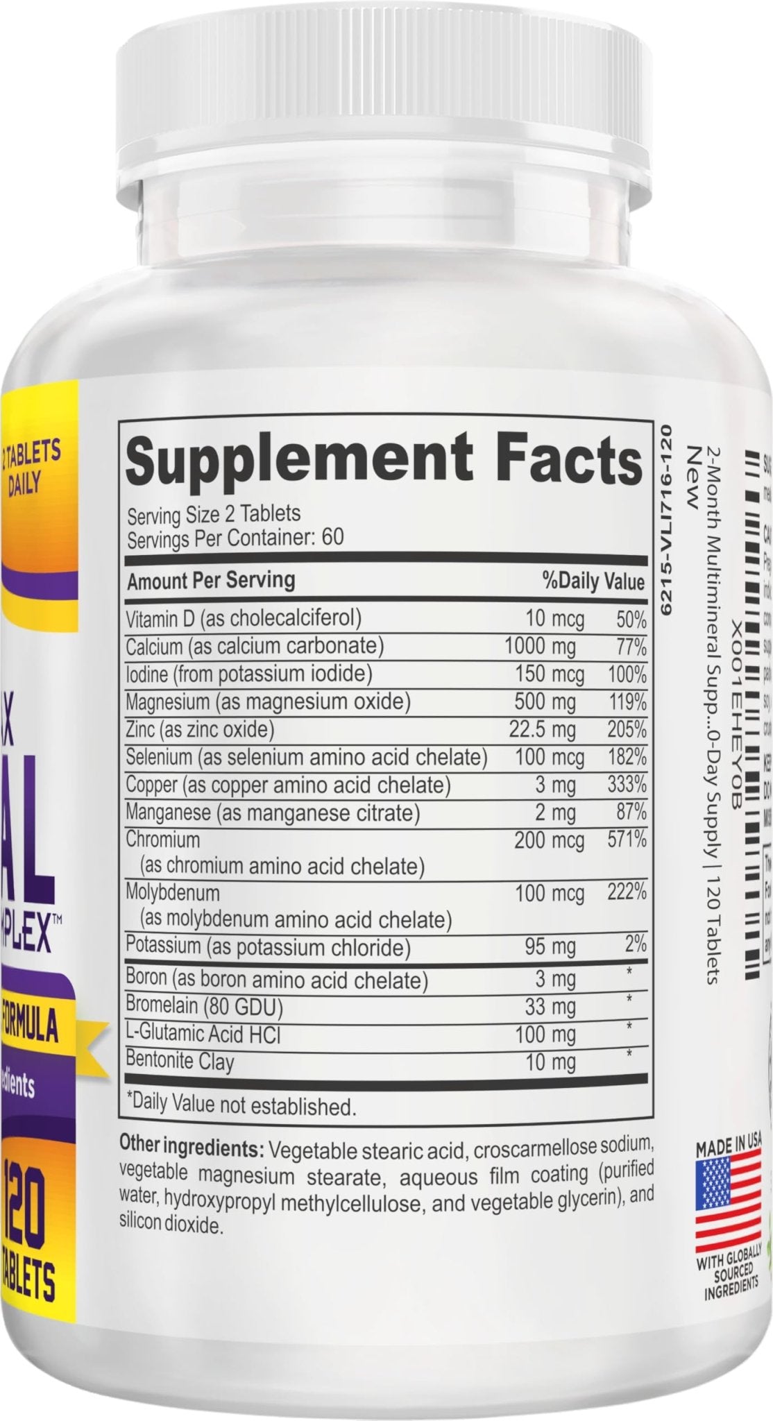 2-Month Multimineral Supplement Support Iron-Free Formula | Daily Multiminerals | Multi-Mineral Supplements | Minerals Complex | 60-Day Bulk Supply | 120 Tablets - Maple Wellness Supplements