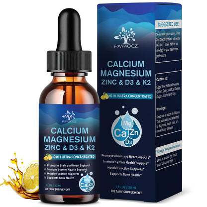 (2 Pack) 10 in 1 Magnesium Calcium Zinc Supplement with Vitamin C D3 K2, Glycinate Mag Vegan Liquid Drops Plus L-Theanine Boron Sea Moss Extract, Immune Support - Maple Wellness Supplements