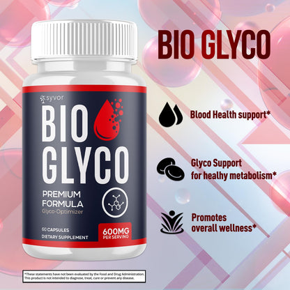 (2 Pack) Bio Glyco Capsules, Official BioGlyco Blood Health Support Pills with All Natural Ingredients, Advanced Blood Optimizer with Maximum Strength Premium Vitamins for Women & Men (120 Capsules) - Maple Wellness Supplements
