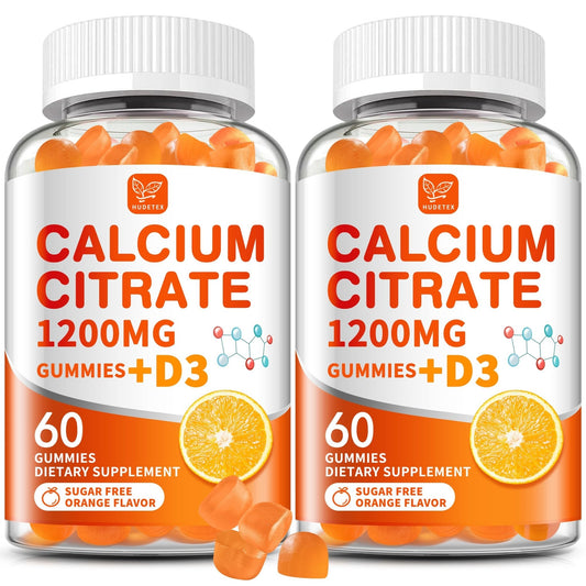 (2 Pack) Calcium Citrate 1200 mg with Vitamin D3 Gummies for Women & Men,Calcium Supplements for Bone & Teeth Support,High Absorption - Easy to Digest, - Maple Wellness Supplements