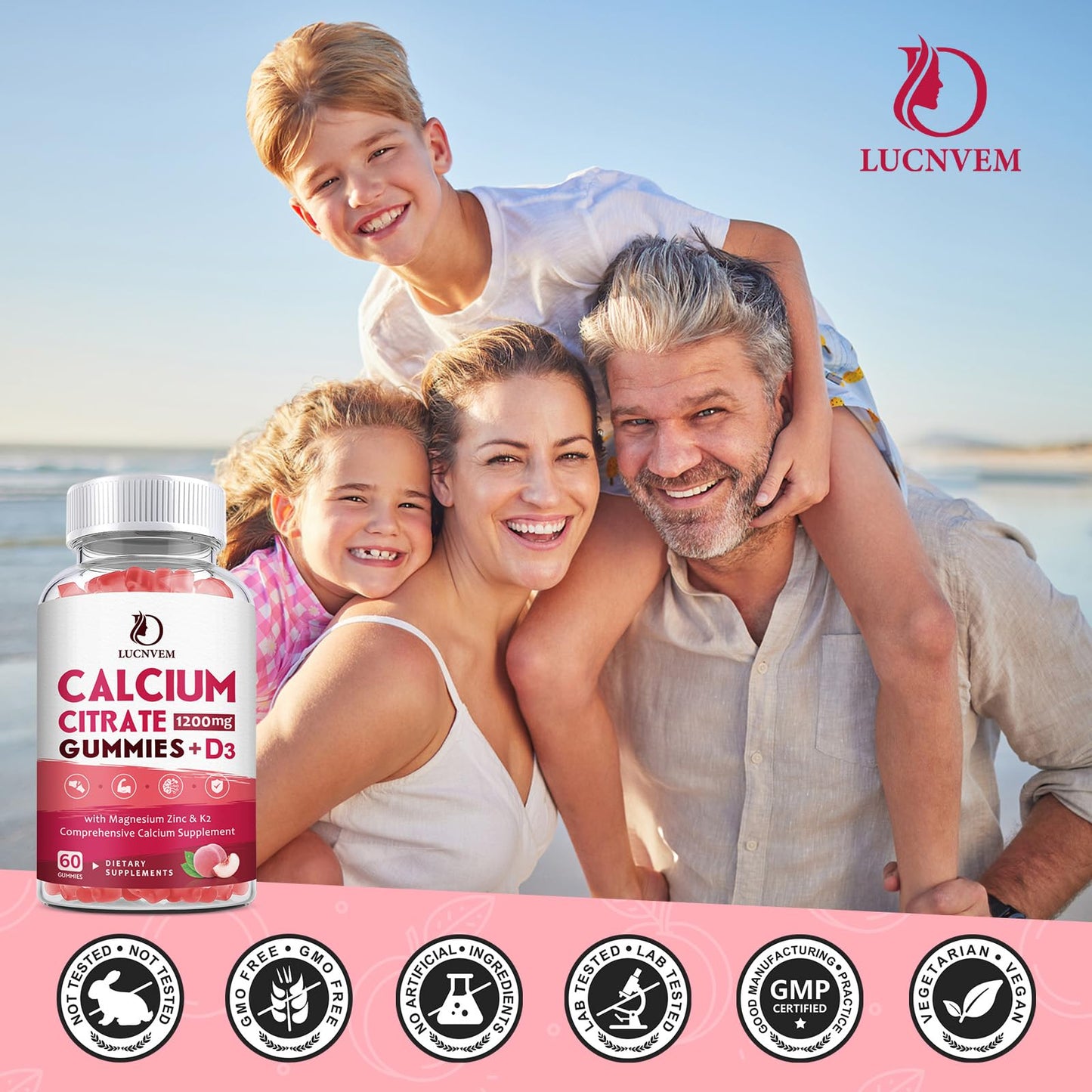 (2 Pack) Calcium Citrate 1200mg with Vitamin D3 Supplements Gummies for Women & Men, Calcium Gummies with Vitamin D3 K2, High Absorption - Maple Wellness Supplements