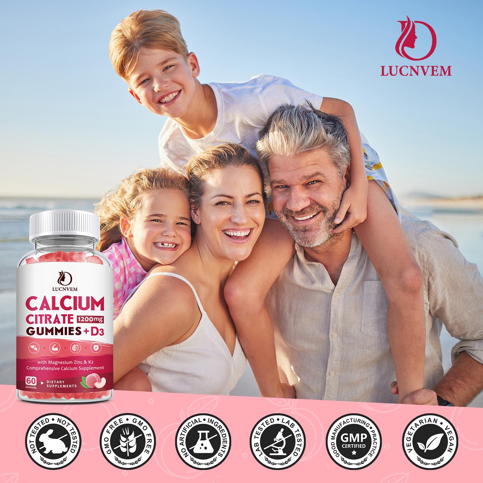 (2 Pack) Calcium Citrate 1200mg with Vitamin D3 Supplements Gummies for Women & Men, Calcium Gummies with Vitamin D3 K2, High Absorption - Maple Wellness Supplements