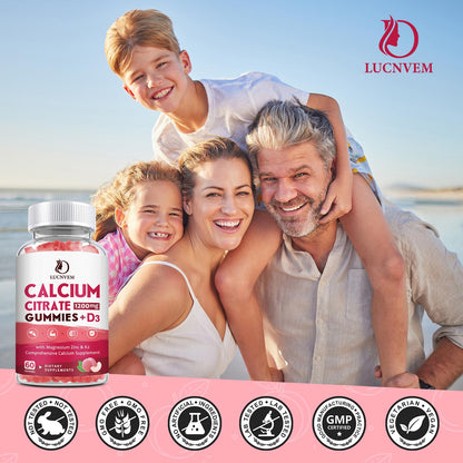 (2 Pack) Calcium Citrate 1200mg with Vitamin D3 Supplements Gummies for Women & Men, Calcium Gummies with Vitamin D3 K2, High Absorption - Maple Wellness Supplements