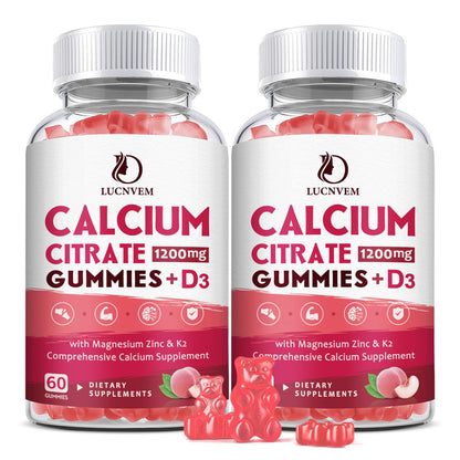 (2 Pack) Calcium Citrate 1200mg with Vitamin D3 Supplements Gummies for Women & Men, Calcium Gummies with Vitamin D3 K2, High Absorption - Maple Wellness Supplements