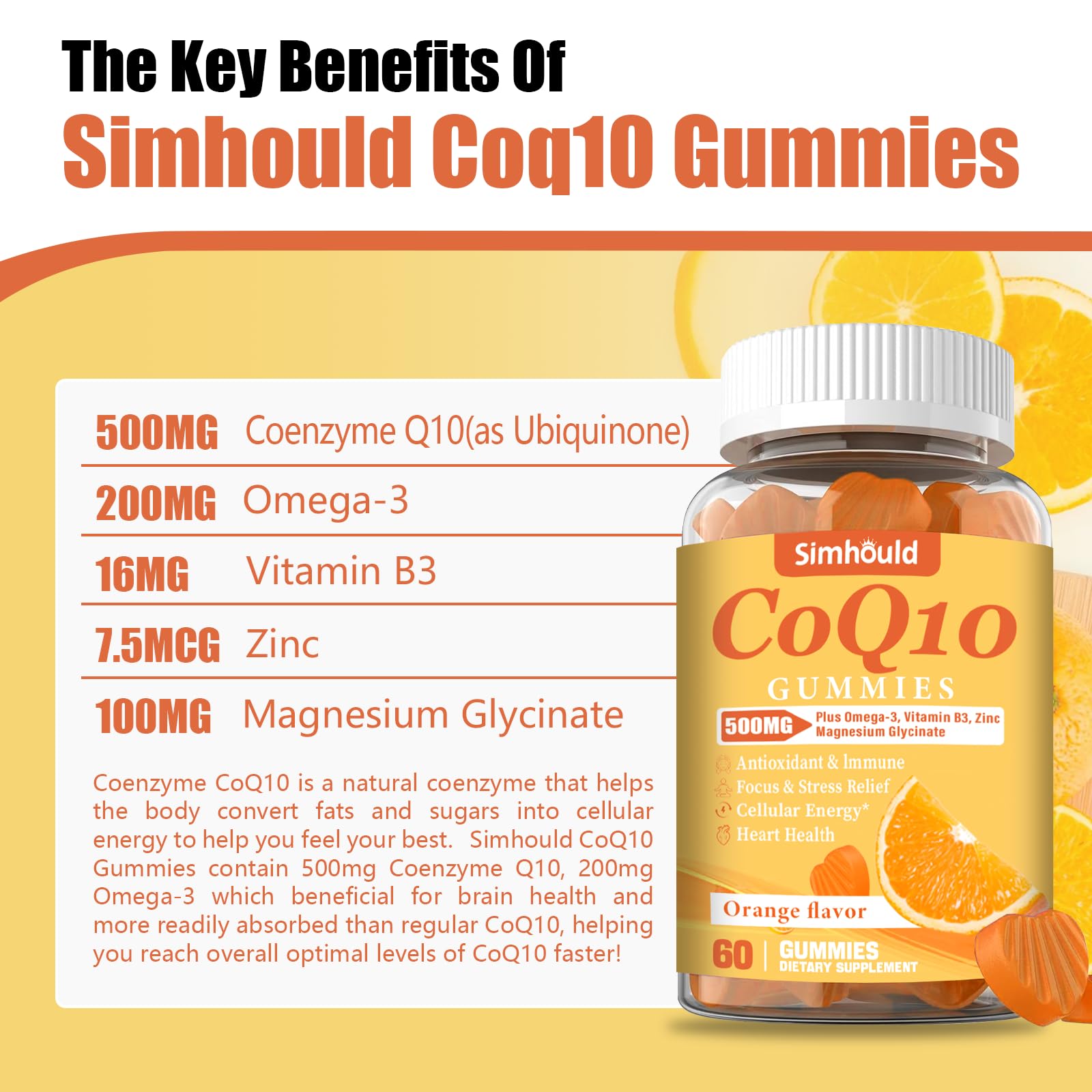 2 Pack CoQ10 500MG Gummies - Plus Omega-3, Magnesium, Vitamin B3 & Zinc - 3X Better Absorption Coenzyme Q10 Supplements for Heart Health, Cellular Energy & Antioxidant, Non-GMO 120 Counts - Maple Wellness Supplements