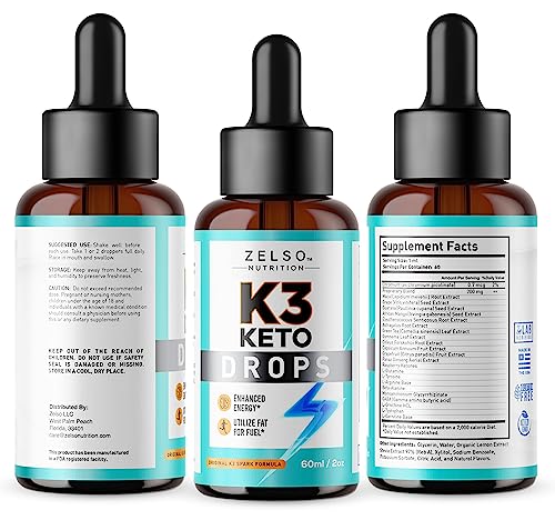 (2 Pack) K3 Keto Drops for Weight Loss - Fat Burner & Metabolism Booster | Advanced Keto - Maple Wellness Supplements