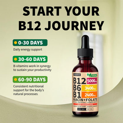(2 Pack) Vitamin B12 and B6 Liquid Drops, B12 Sublingual Vitamin B Complex - B 12 Vitamin 5000mcg - B12 Methylcobalamin for Energy - Maple Wellness Supplements