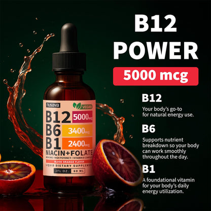 (2 Pack) Vitamin B12 and B6 Liquid Drops, B12 Sublingual Vitamin B Complex - B 12 Vitamin 5000mcg - B12 Methylcobalamin for Energy - Maple Wellness Supplements