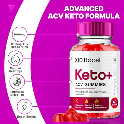 (2 Pack) X10 Boost Keto ACV Gummies, X10 Keto Boost Gummies Advanced Weight Loss - Maple Wellness Supplements