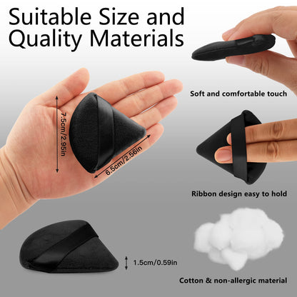 2 Pcs EVAOUXIU Triangle Powder Puff for Face Powder, Soft Plush Setting Makeup Puff, Velour Cosmetic Foundation Blender Sponge Beauty Makeup Tools (Black) - Maple Wellness Supplements