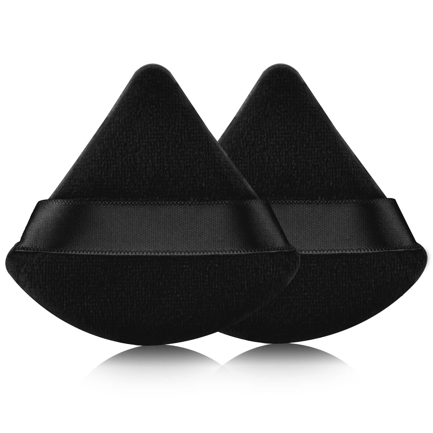 2 Pcs EVAOUXIU Triangle Powder Puff for Face Powder, Soft Plush Setting Makeup Puff, Velour Cosmetic Foundation Blender Sponge Beauty Makeup Tools (Black) - Maple Wellness Supplements