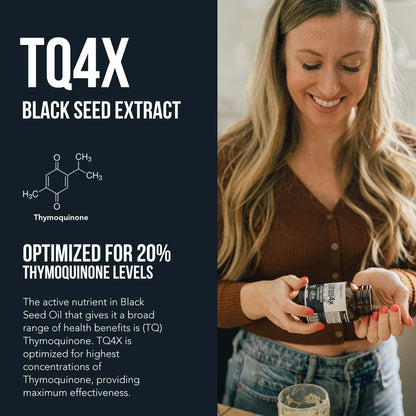 20% Thymoquinone Black Seed Extract Capsules - TQ-Advanced 4X®: Potent Thymoquinone Concentration Available - 60:1 Concentrate from Nigella Sativa - Maple Wellness Supplements