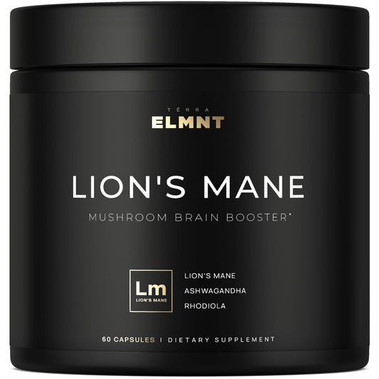 20,000mg 16x Strength Lions Mane Supplement Capsules Super Nootropic w. Ashwagandha & Rhodiola - Highest Potency Lion's Mane Mushroom Extract 50% Polysaccharides Brain Supplements for Memory and Focus - Maple Wellness Supplements