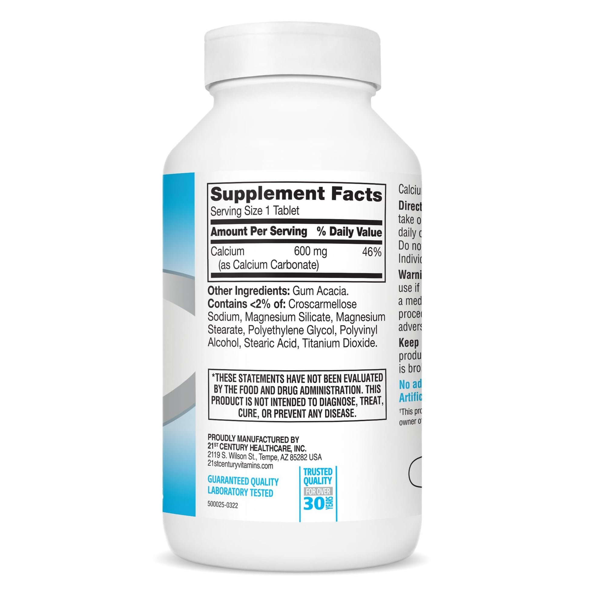 21st Century Calcium 600 mg Supplement (400 Tablets), Vegan-Friendly Bone Strength Calcium Supplement, Non-GMO & Gluten-Free Calcium Carbonate, - Maple Wellness Supplements