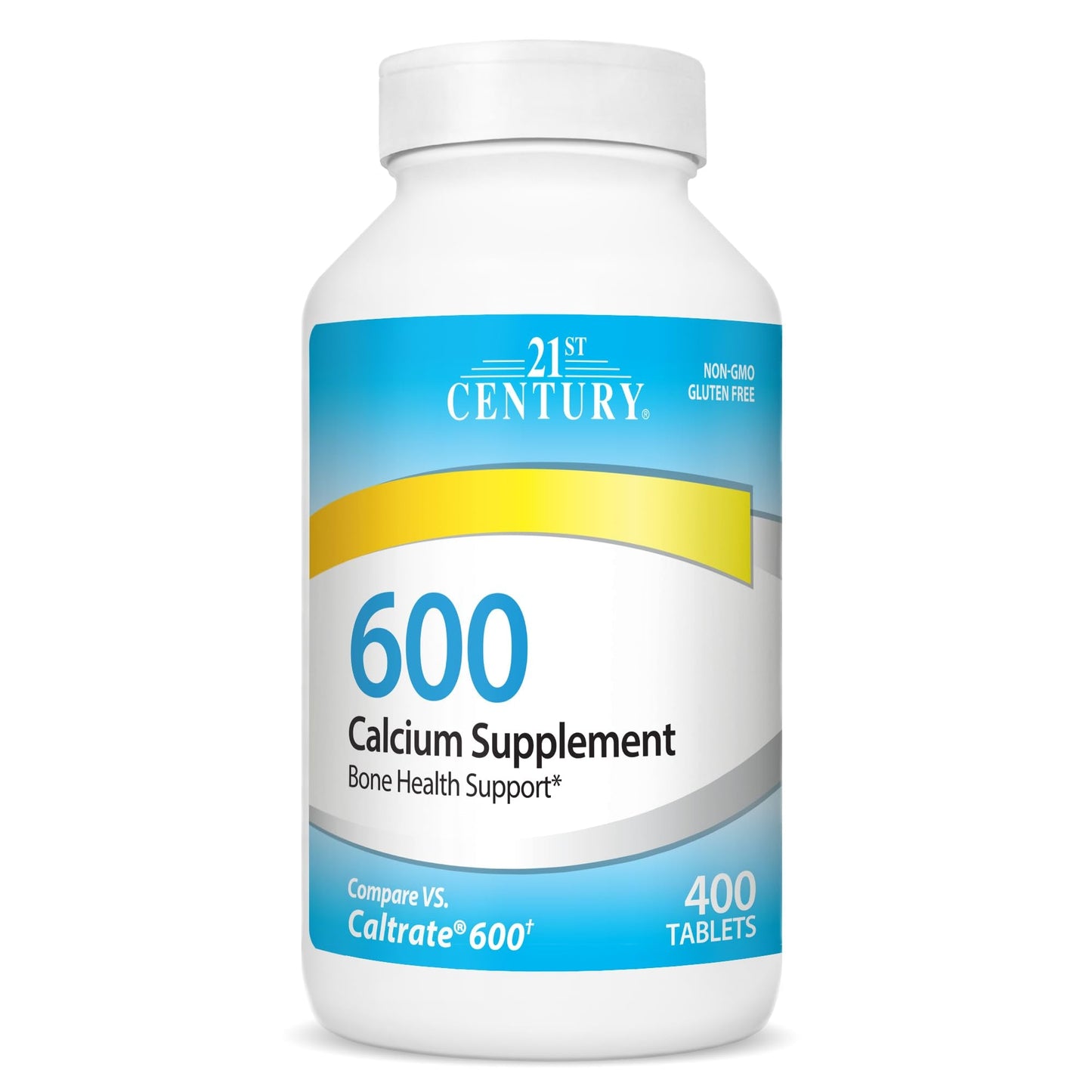 21st Century Calcium 600 mg Supplement (400 Tablets), Vegan-Friendly Bone Strength Calcium Supplement, Non-GMO & Gluten-Free Calcium Carbonate, - Maple Wellness Supplements