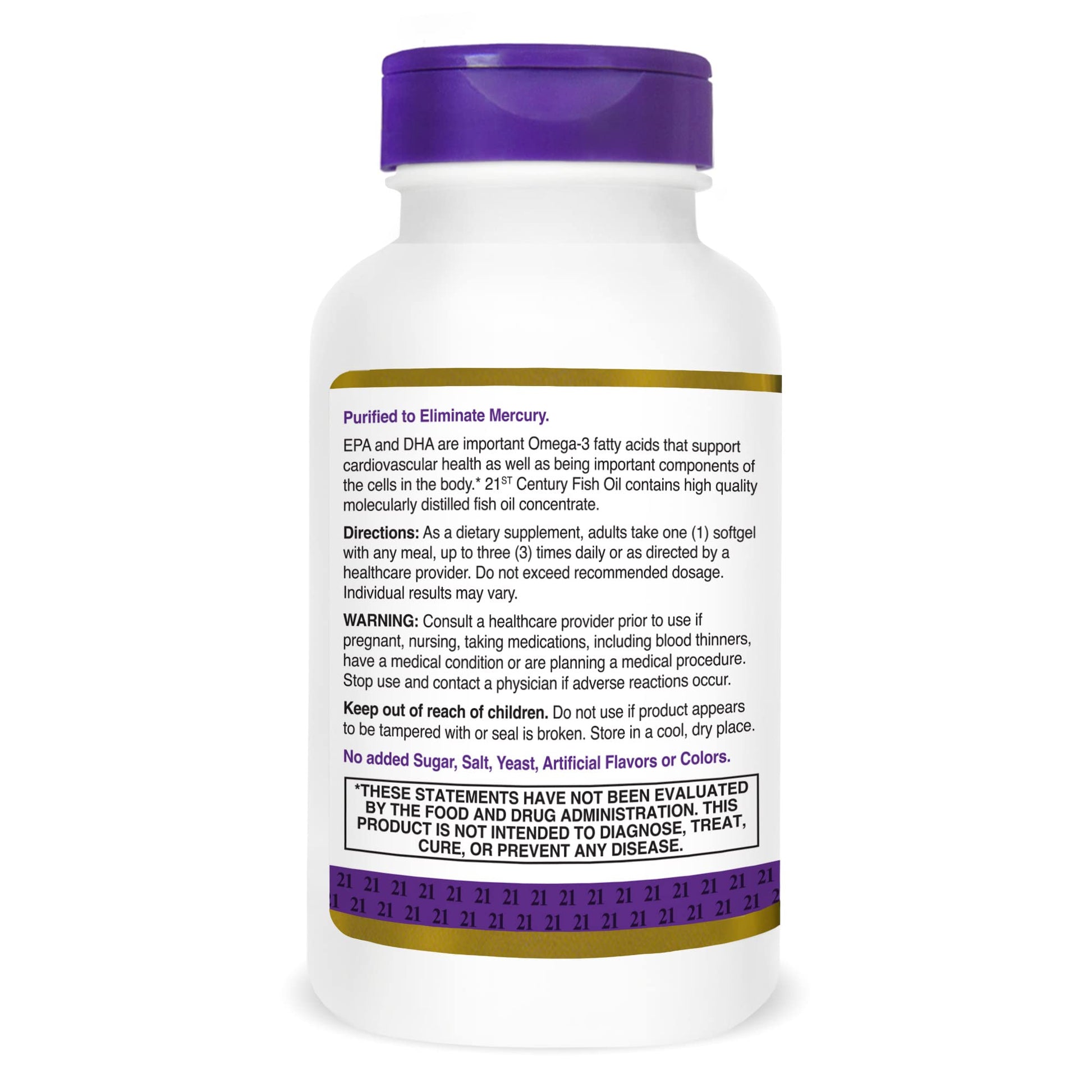 21st Century Fish Oil 1000 mg Softgels, (300 Count), Molecularly Distilled, Omega 3 Supplement with EPA & DHA, Purified to Eliminate Mercury, Supports Cardiovascular Health, Gluten Free & Non-GMO - Maple Wellness Supplements