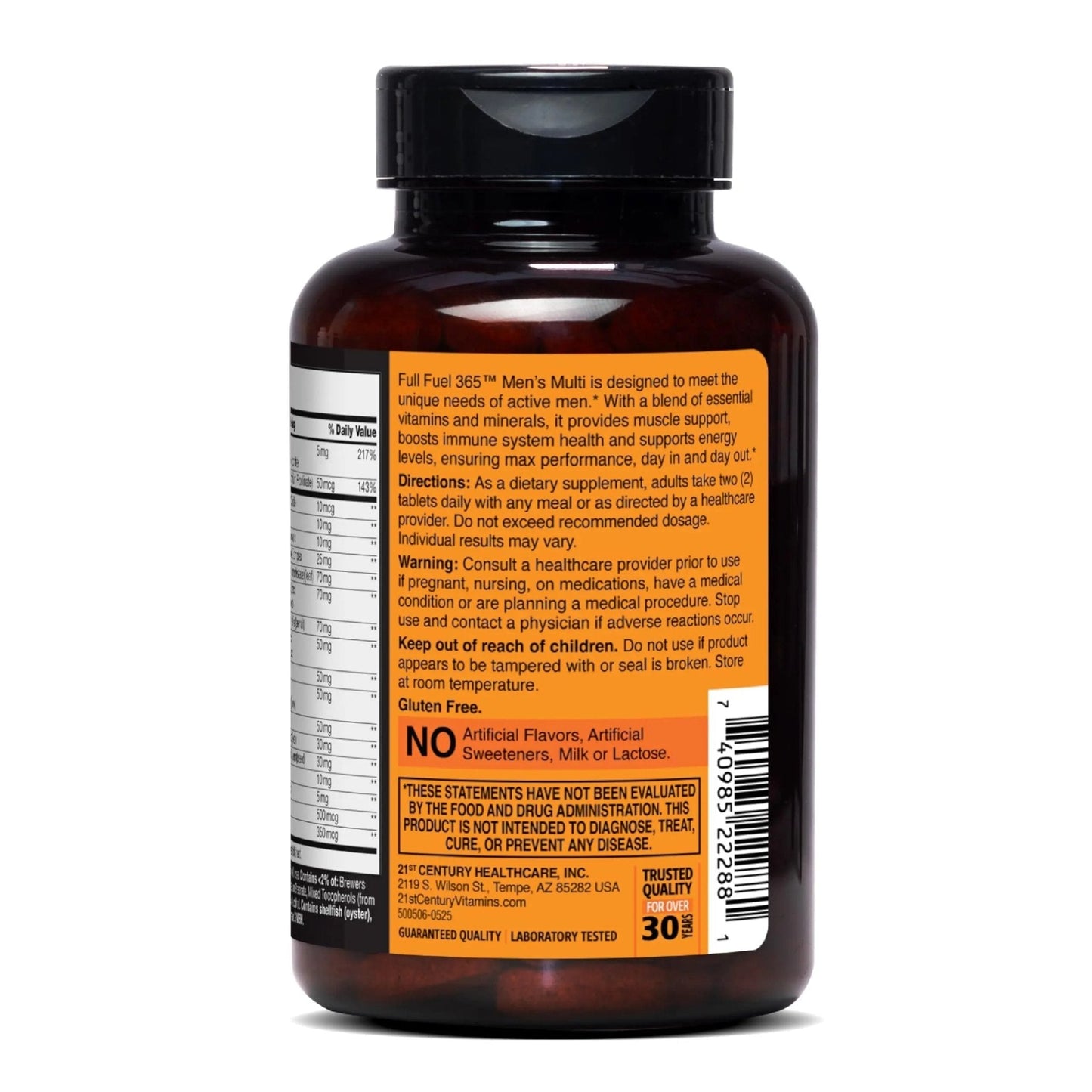 21st Century Full Fuel 365 Active Men’s Multivitamin, 120 Tablets, Daily Vitamins and Minerals for Energy, Muscle Support, Immune Health, No Gluten - Maple Wellness Supplements
