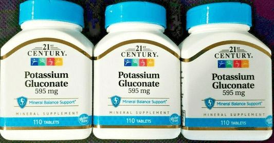 21st Century Potassium Gluconate 595mg Tablets 110ct - 3 Pack - Maple Wellness Supplements