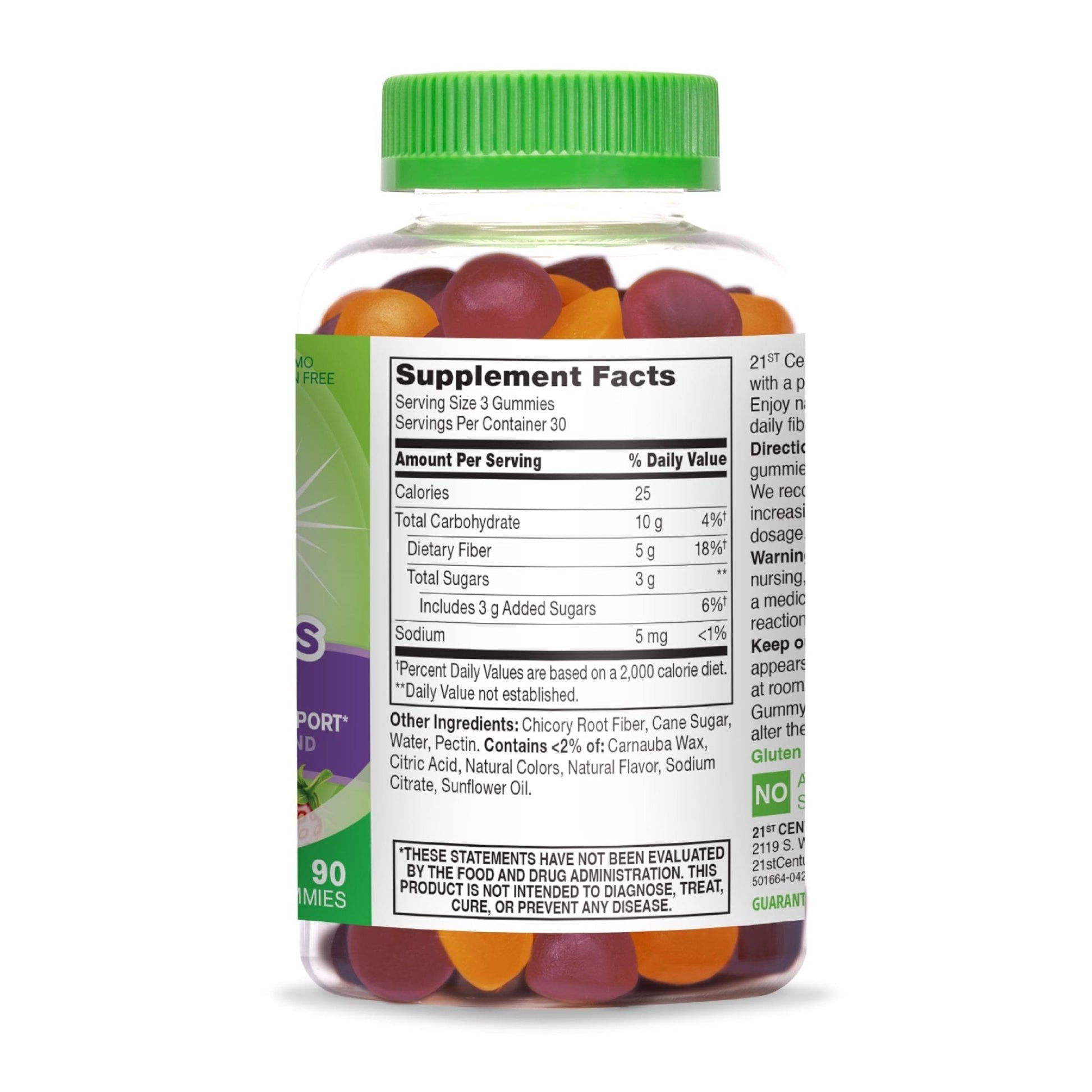 21st Century VitaJoy Fiber Gummies (Fruit Flavored, 90 Count), 5 g Fiber Per Serving for Digestive Support, Pectin-Based Prebiotic Gummies, Non-GMO, Vegan, Gluten Free, - Maple Wellness Supplements