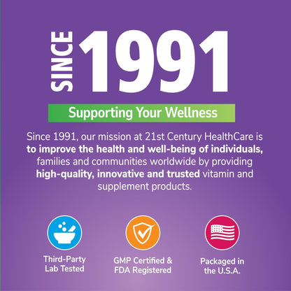 21st Century VitaJoy Fiber Gummies (Fruit Flavored, 90 Count), 5 g Fiber Per Serving for Digestive Support, Pectin-Based Prebiotic Gummies, Non-GMO, Vegan, Gluten Free, - Maple Wellness Supplements