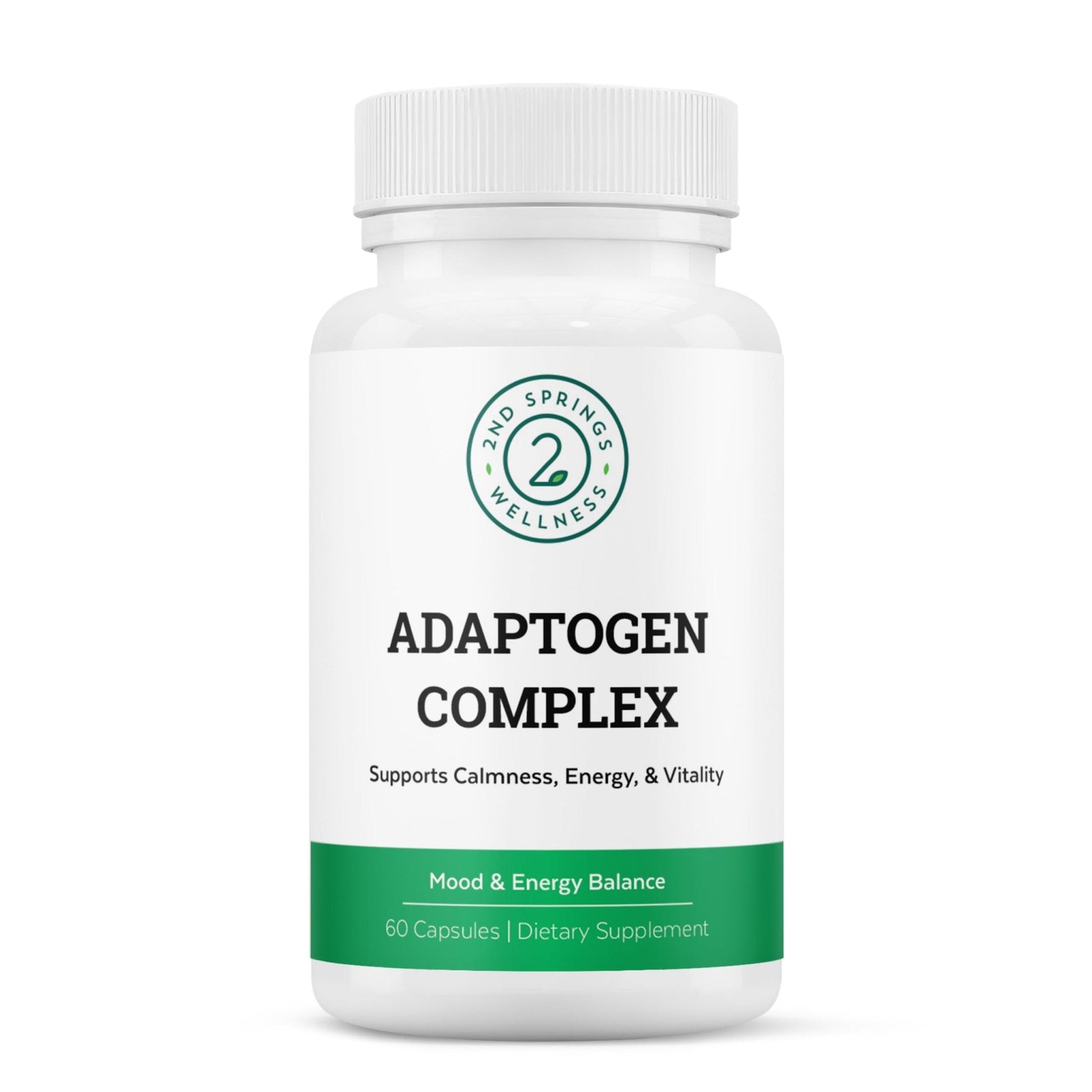 2nd Springs Adaptogen Complex Calmness, Energy and Vitality Booster - Ashwagandha, Schisandra, Astragalus, Ginseng, Rhodiola, and More - Adrenal Support Supplements - 60 Ct - Maple Wellness Supplements