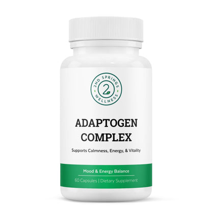 2nd Springs Adaptogen Complex Calmness, Energy and Vitality Booster - Ashwagandha, Schisandra, Astragalus, Ginseng, Rhodiola, and More - Adrenal Support Supplements - 60 Ct - Maple Wellness Supplements