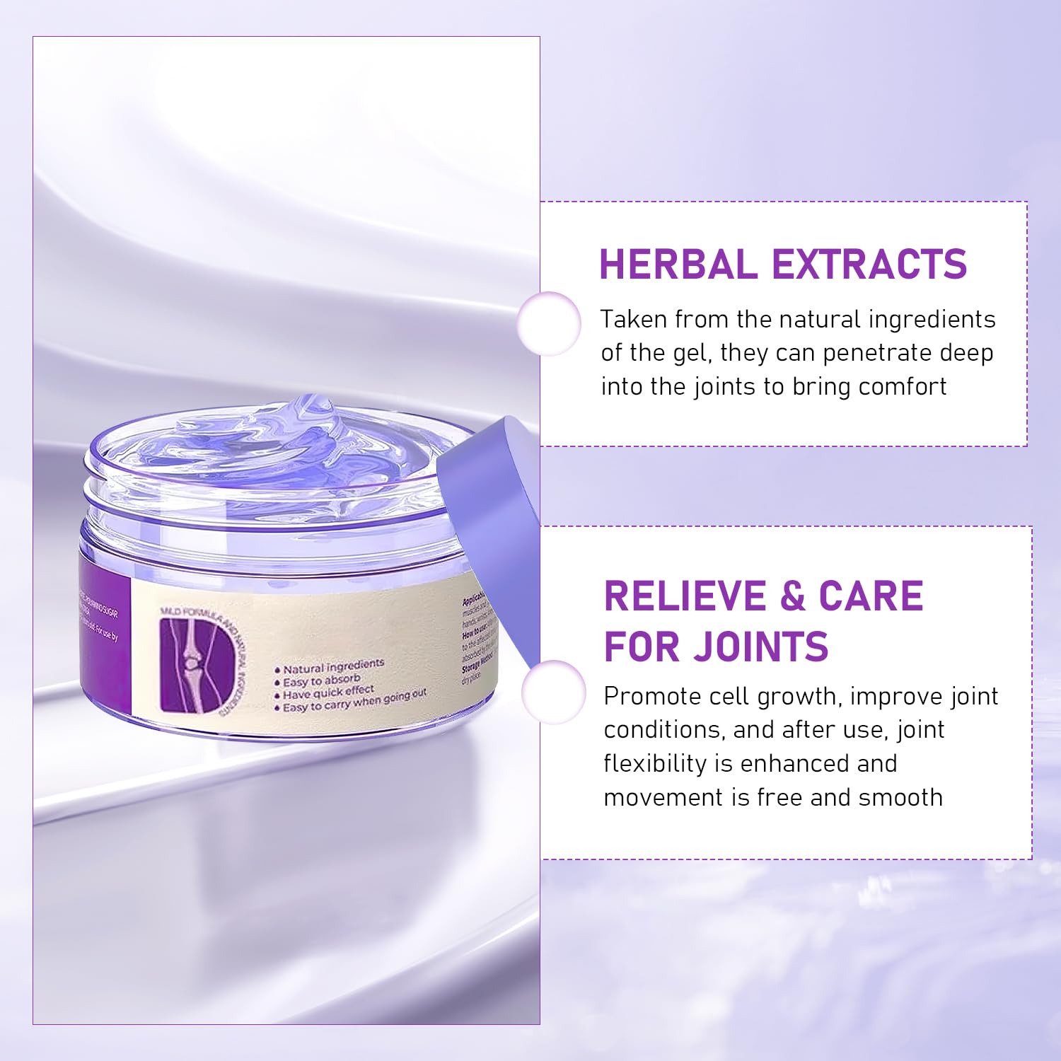 2PCS Soothing Relief Massage Gel, Joint Gel Purple Gel Cooling Activities Throughout The Body, Soothing Knees, Lumbar, Neck, Back, Shoulders, Hands, and Feet - Maple Wellness Supplements