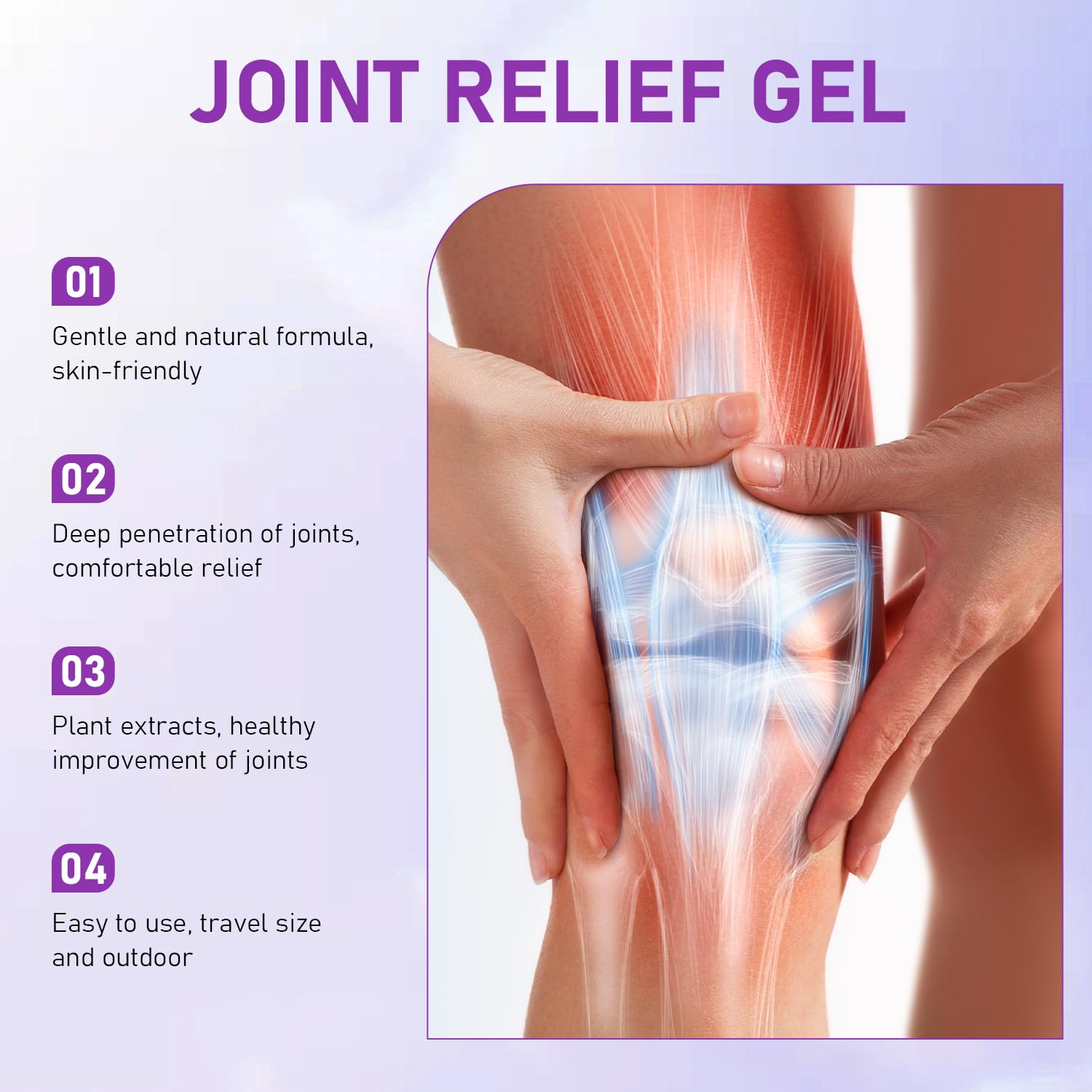 2PCS Soothing Relief Massage Gel, Joint Gel Purple Gel Cooling Activities Throughout The Body, Soothing Knees, Lumbar, Neck, Back, Shoulders, Hands, and Feet - Maple Wellness Supplements