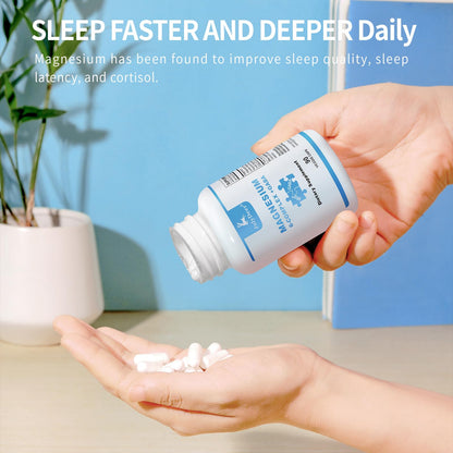 3 Bottles Sixfold Magnesium Complex | 350mg of Magnesium Glycinate, Malate, Citrate, Taurine, Oxide, Mg+ for Muscles,Nerves,& Energy, GABA Sleep Support | High Absorption | Vegan | 90 Capsules - Maple Wellness Supplements