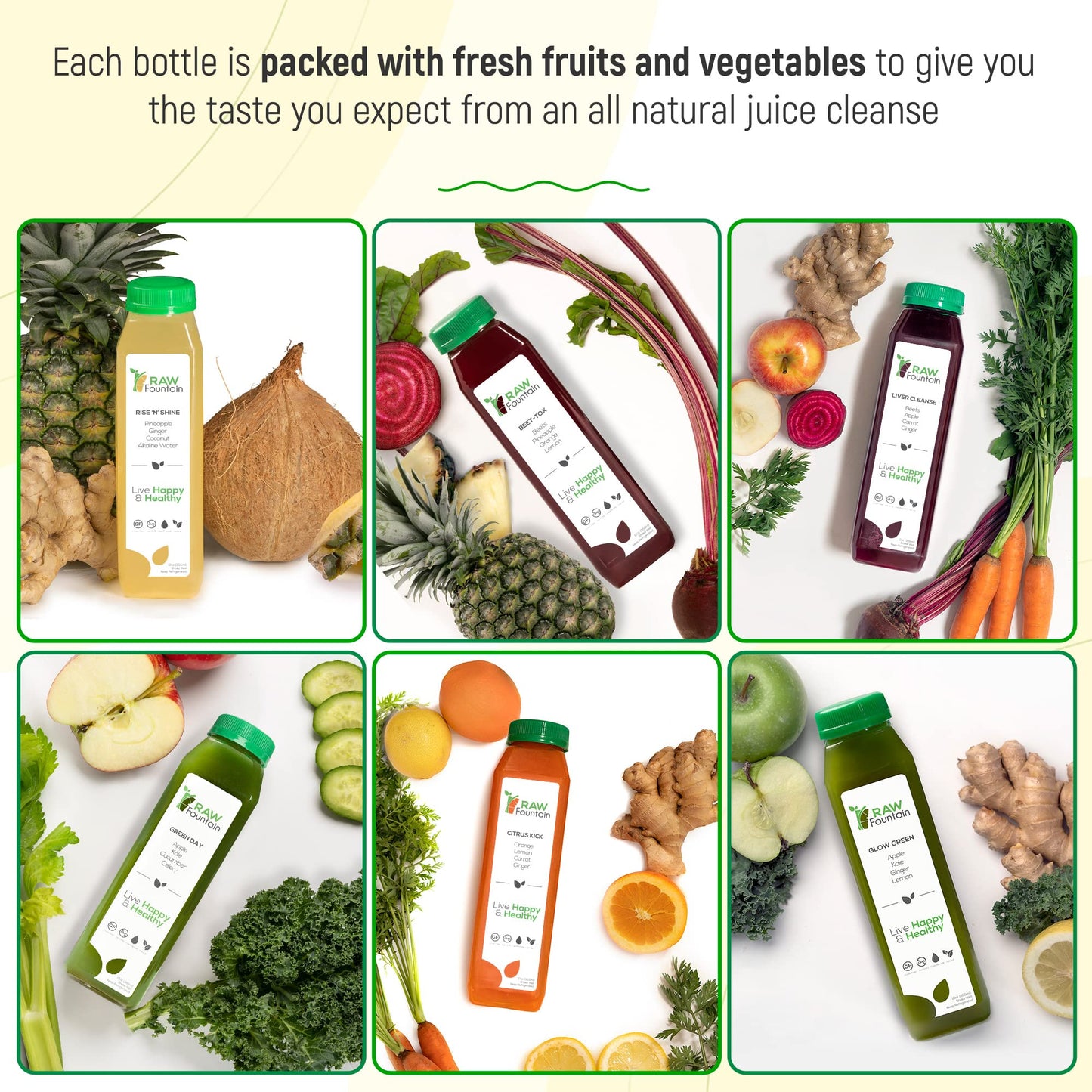 3 Day Juice Cleanse by Raw Fountain, All Natural Raw Detox Cleanse, Liquid Juice Diet - Maple Wellness Supplements