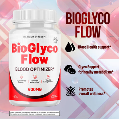 (3 Pack) BioGlyco Flow Blood Optimizer Capsules, Official BioGlyco Flow Pills with All Natural Ingredients, Advanced Health and Wellness Supplement with Maximum Strength Multivitamins (180 Capsules) - Maple Wellness Supplements