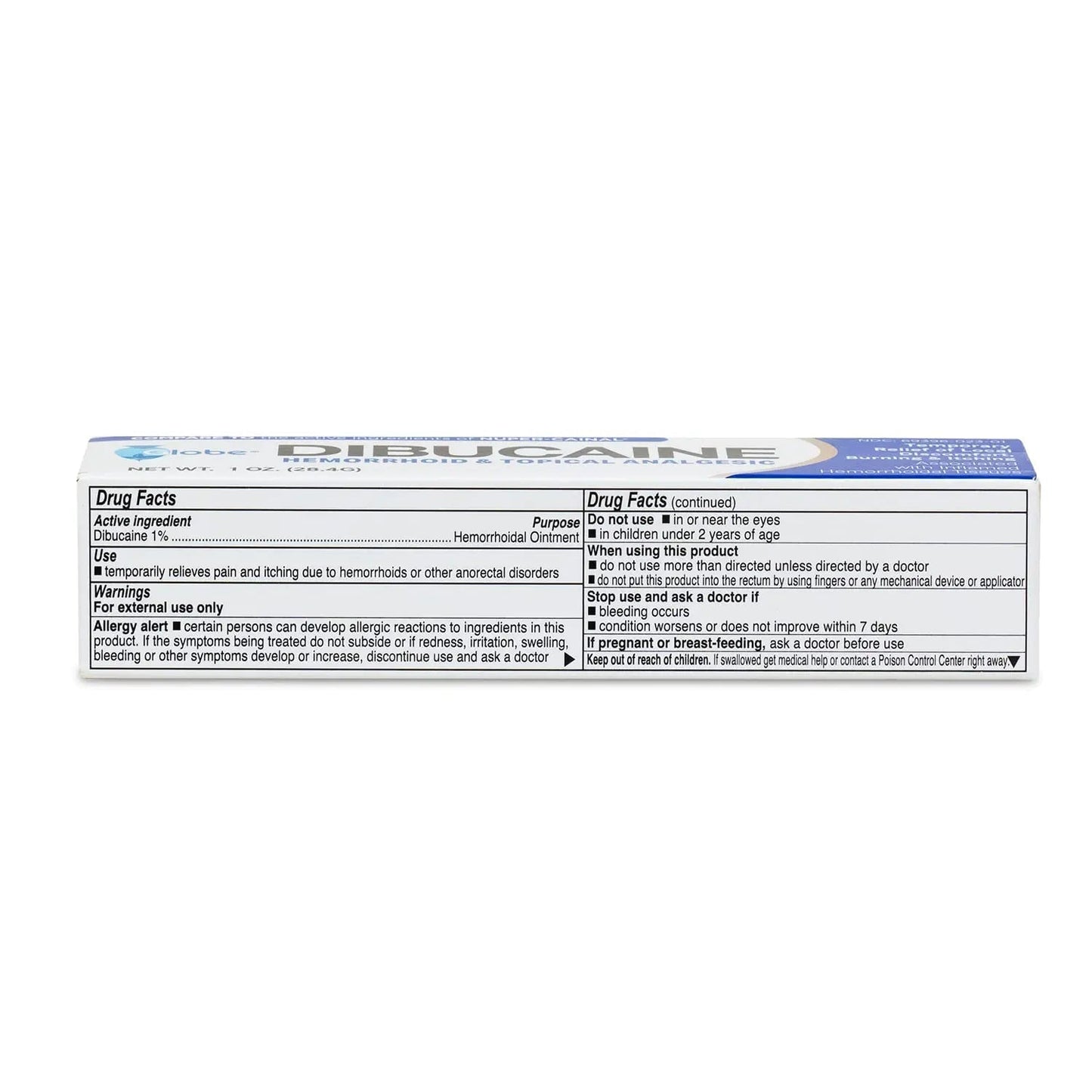 (3 Pack) Globe Dibucaine 1% Hemorrhoid Treatment Ointment - 1 Oz Rapid Numbing Relief, Hemorrhoid Treatment from Itch and Burn - Maple Wellness Supplements