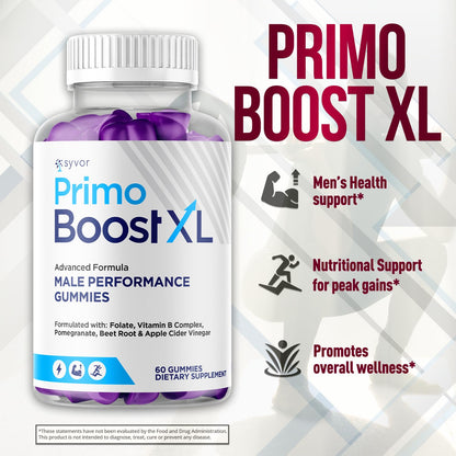 (3 Pack) Primo Boost XL Gummies, Official Primo Boost XL Gummys with All Natural Ingredients, Advanced PrimoBoost Health & Wellness Formula with Max Strength Active Lifestyle Vitamins (180 Gummies) - Maple Wellness Supplements